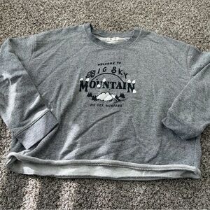 Madewell Gray Big Sky Mountain Cropped Sweatshirt